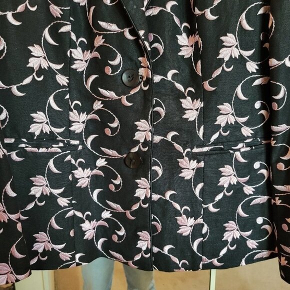 ❤️ 3 for $35 Vintage 80s pink embroidered black blazer jacket small - Picture 3 of 9